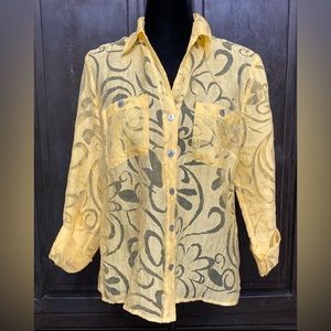 Choices sheer yellow button down shirt - Size Small